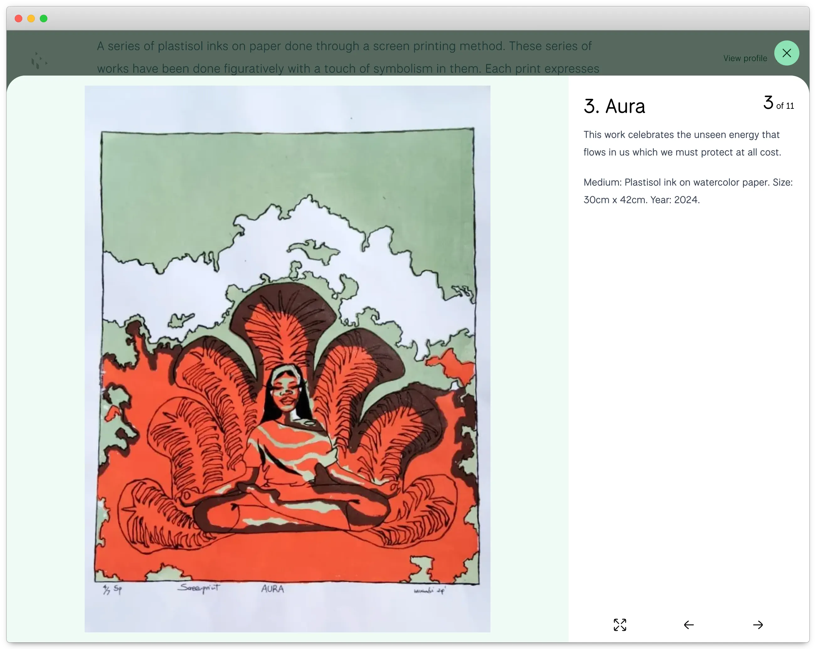 The gallery component, shown as a dialog with a grid of exhibition cards on a desktop.
