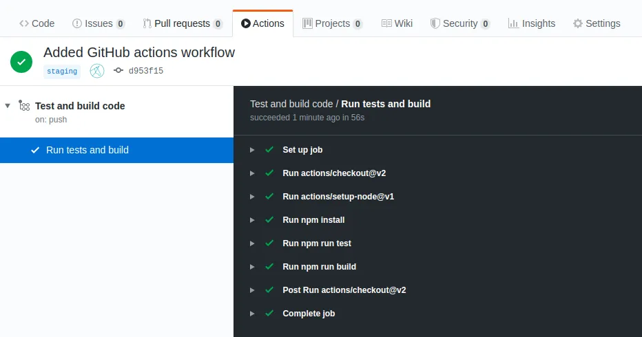 GitHub Actions completed